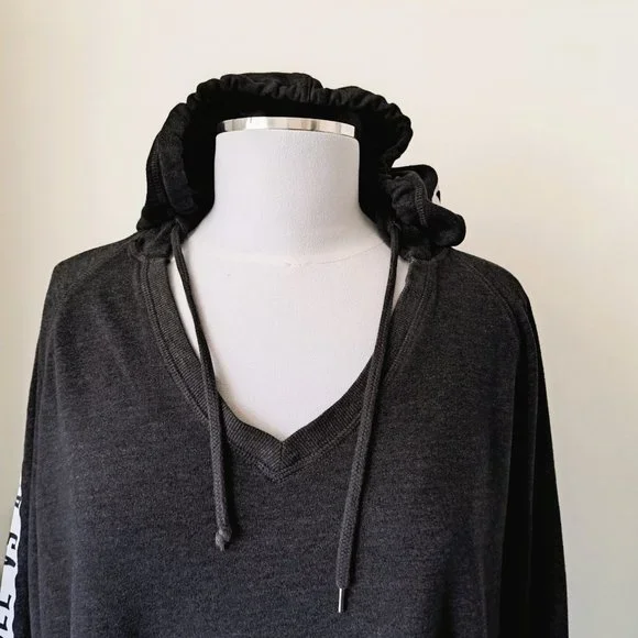 Victoria Secret Hoodie Logo Angel vs Angel Gray Long Sleeve Size L - Picture 7 of 10